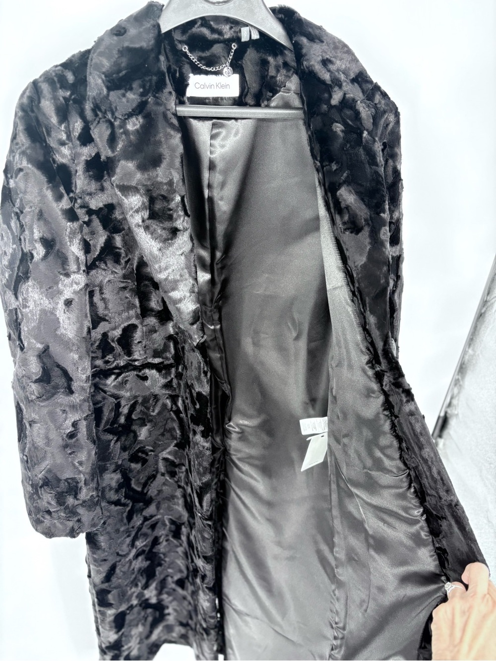 Calvin Klein Velvet Long Walker Coat - Picture 8 of 16